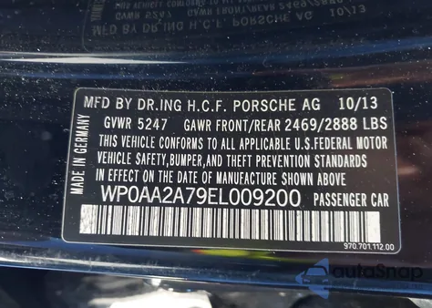 2014 Porsche Panamera 2/4 from USA, damaged, VIN WP0AA2A79EL009200